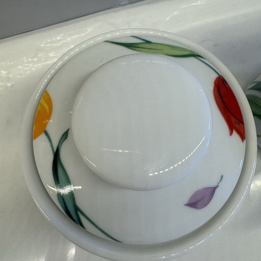 Studio Nova Flourish Tulip Print Sugar Bowl with Lid & Matching Creamer - Picture 6 of 11